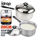 idrop 20CM Single Handle Soup Pan Cooking Pot with Lid Cover