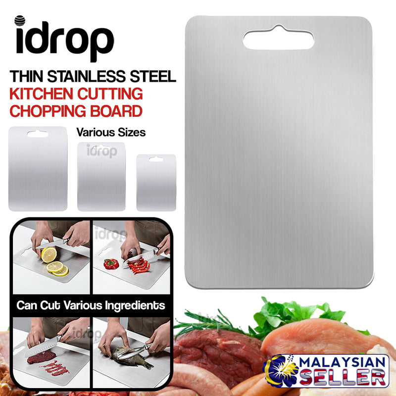 idrop Thin Stainless Steel Kitchen Cutting Chopping Board