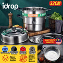 idrop [ 32CM ] 3 Layer Steamer Cooker Stainless Steel / SUS304 Periuk 3 lapis Masak Stim / 32CM蒸美味三层腹底蒸锅(304)(瑞诚RC)