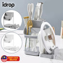 idrop Multifunctional Kitchen Knife Chopstick & Utensil Holder Storage Rack / Rak Sudu Garfu Penyimpanan Pelbagai Guna / PET刀架筷笼OPP袋包装