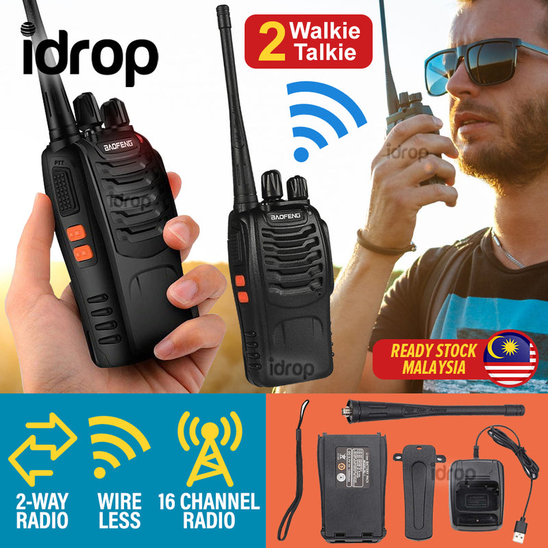 idrop BAOFENG BF-888S Wireless Walkie Talkie 16-Channel 2 Way Radio with LED Light [ 2pcs ]