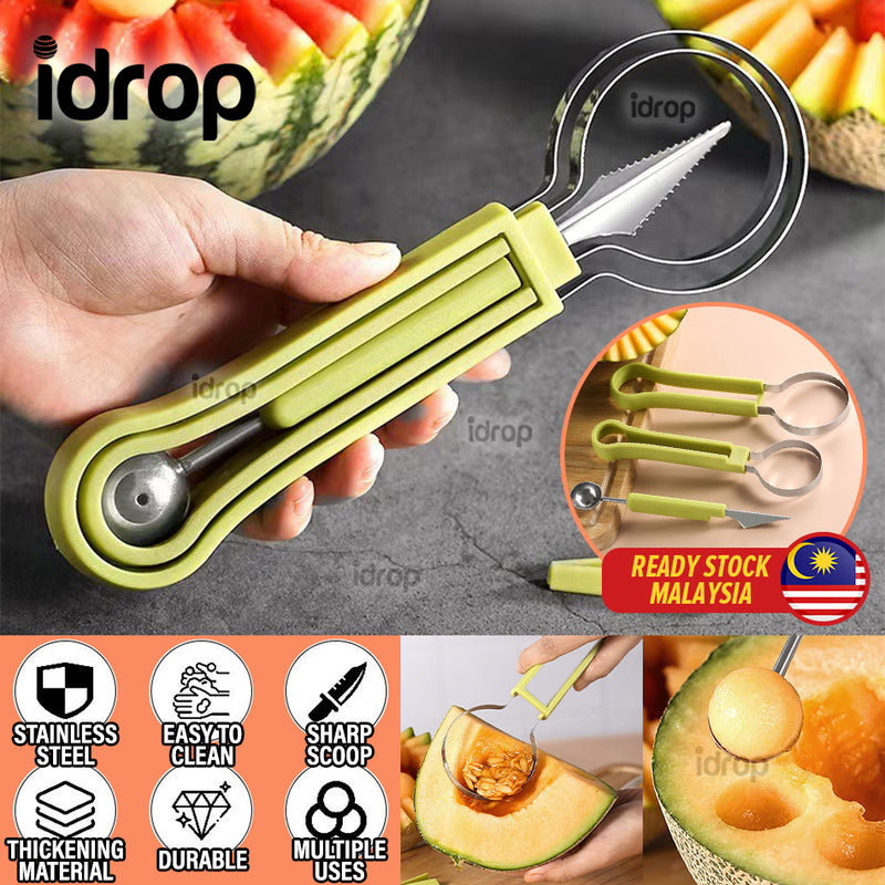 idrop [ 3PCS ] 3 IN 1 Multifunction Fruit & Melon Digging Carving Set / Pengukir Buah 3IN1 / 瓜果挖肉器套装