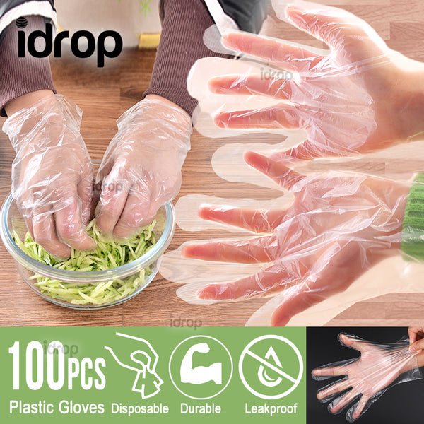 idrop 100PCS Transparent Disposable Durable Plastic Gloves