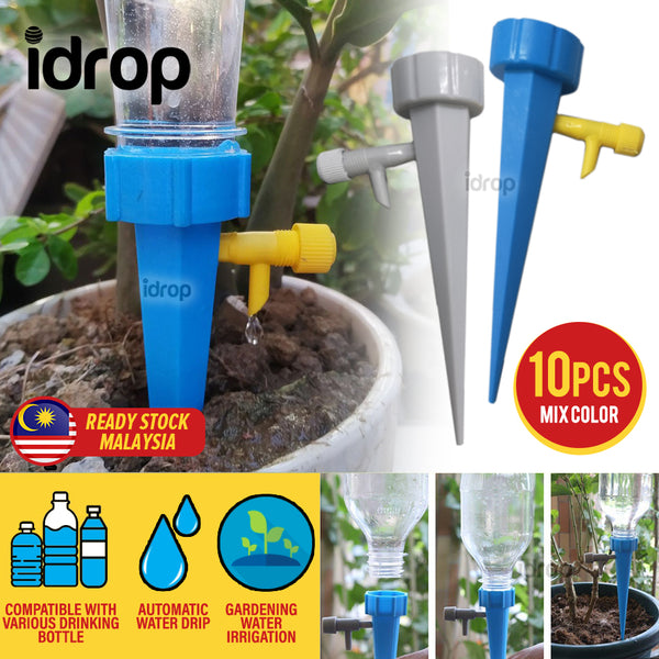 idrop *PRE ORDER* [ 10PCS ] Gardening Automatic Water Drip Irrigation Bottle Spike / Irigasi Penyiraman Botol Untuk Tanaman / 园艺自动滴水灌溉瓶钉