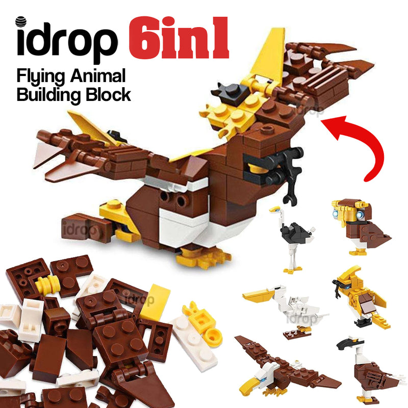 idrop 6in1 Kid's Flying Animal Building Blocks Toy [ 1pc Animal Random ]