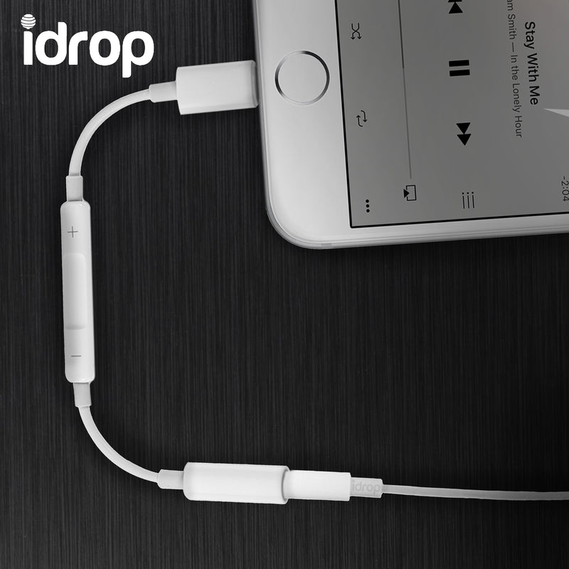 idrop Lightning to Headphone Jack Adapter for Audio/Aux Cable connection for music