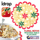 idrop Floral Round Wooden Tableware Placemat