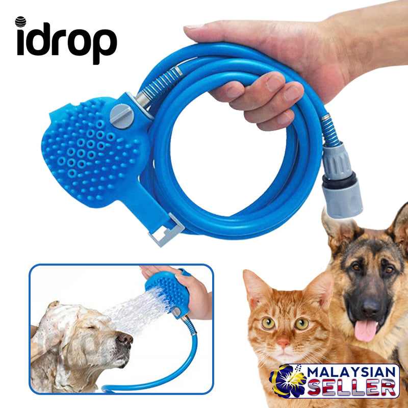 idrop 2 IN 1 Hand Held Pad Bath Scrub Hose - Pet Bathing Tool Pet Shower Sprayer