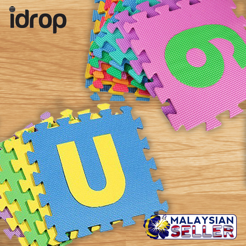 idrop Alphabet Number EVA Foam Puzzle Mat Set Child Play Mat