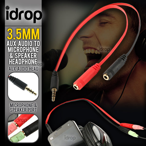 idrop 3.5mm Aux Audio Adapter Cable to Audio Speaker Headphone & Microphone Jack Port