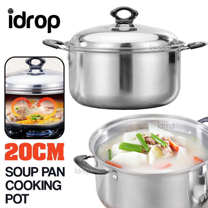 idrop 20CM Soup Pan Cooking Pot with Lid Cover