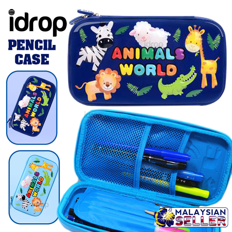 idrop ANIMALS WORLD 3D Emboss Kids Pencil Case