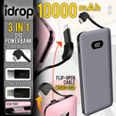idrop D10 10000mAh Powerbank - 3 IN 1 Interchangeable Charging Adapter Head for [ Micro USB / Type-C / Apple Device ]
