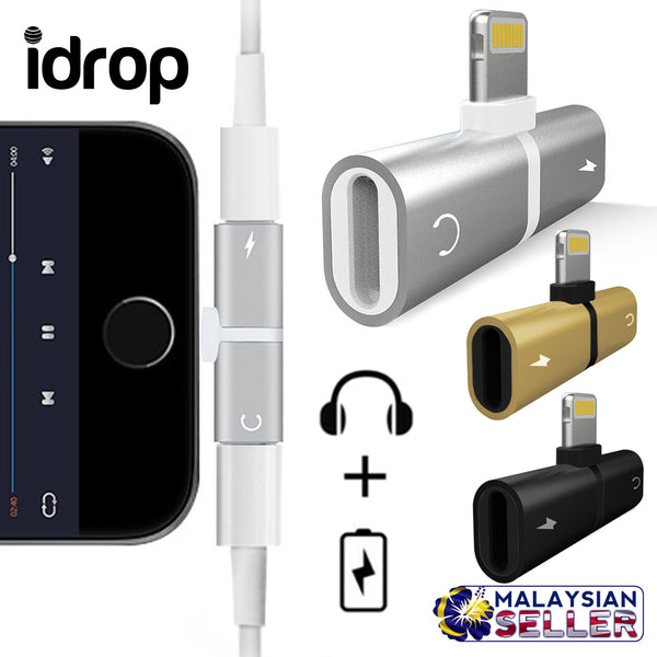 idrop 2 IN 1 Lightning Splitter Adapter [Audio/Call/Charge] Compatible for iPhone 7/8/X