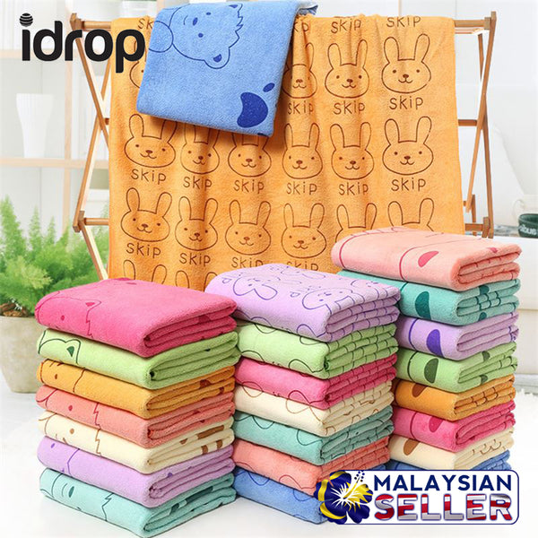 idrop PREMIUM QUALITY FABRIC Colorful Microfiber Absorbent Towel with Illustration [ SET of 3 ]