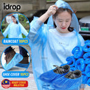 idrop [ 10PCS ] BUNDLE SET Raincoat & Shoe Cover / Set Bundle Baju Hujan & Sarung Kasut Pakai Buang / 套装雨衣和鞋套