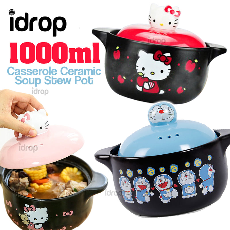idrop 1L Casserole Ceramic Stew Soup Pot for Kids