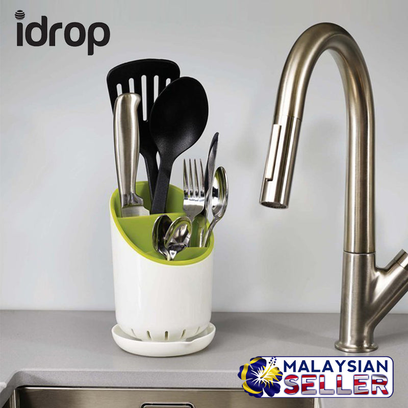 idrop Kitchen Utensil & Cutlery Storage Organizer - With Water Drainage