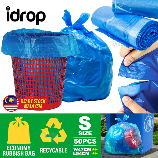 idrop [ S Size ] [ 50PCS ] 100% Recycled Super Economy Mini Roll Garbage Rubbish Bag / Beg Plastik Sampah [ 47cm x 54cm ]