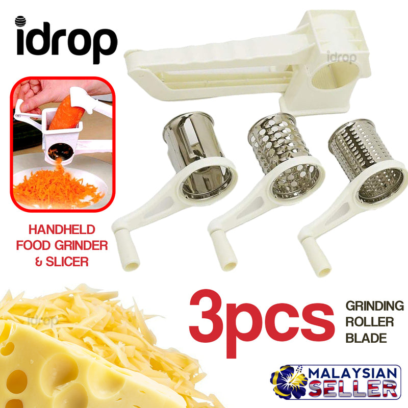 idrop Hand Manual Food Grinder Slicer [ 3pcs Grinding Blade Roll ]