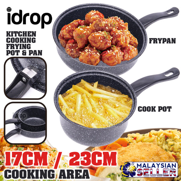 idrop Black Kitchen Cooking Frying Pot & Pan [ 17cm / 23cm ]
