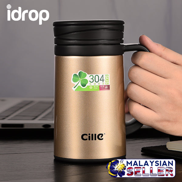 idrop Cille Thermos Drinking Mug Stainless Steel and Spill Proof Lid [ 520ml ]