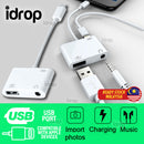 idrop 3.5mm Headphone & Jack Camera Adapter with Charging Port Compatible with Apple Device