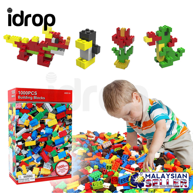 idrop 1000pcs DIY Building Blocks Colorful Fun Assembling Toy Bricks for Children