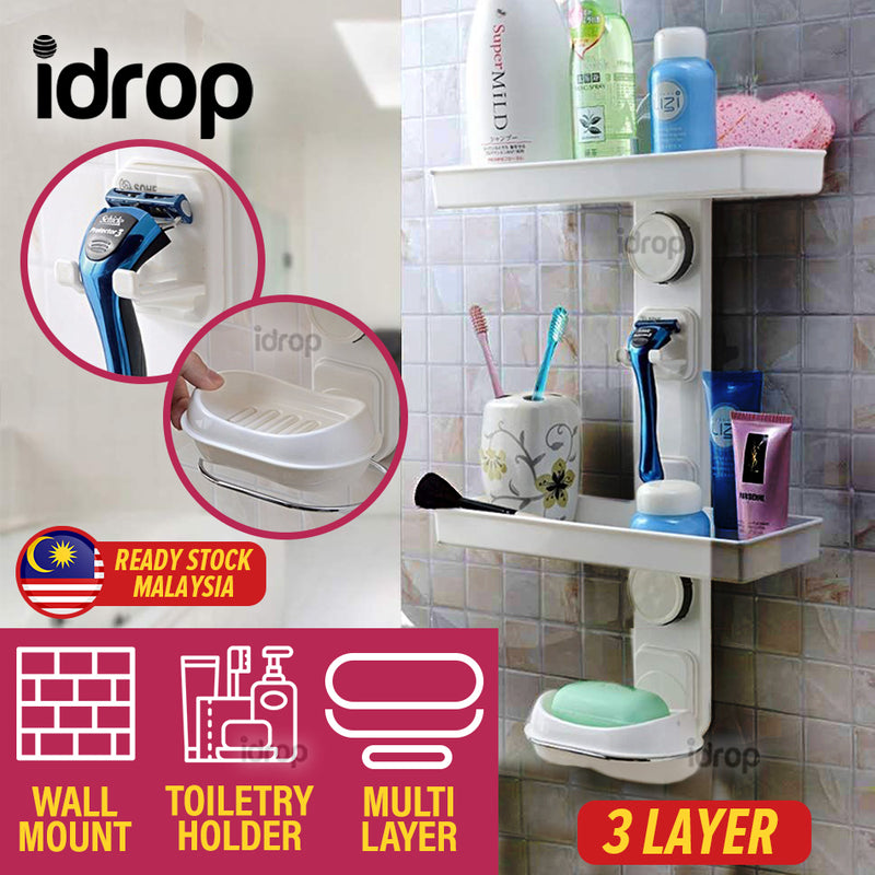 idrop [ 3 LAYER ] Multipurpose Bathroom Wall Mounted DIY Combined Rack / Rak Bilik Mandi Penyimpanan Barang / 多功能浴室壁挂式DIY组合架
