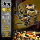 idrop Kitchen Cookware Cooking Pans & Utensils Set [ 9PCS  ]