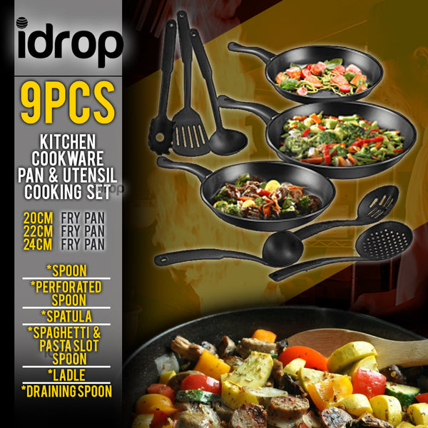 idrop Kitchen Cookware Cooking Pans & Utensils Set [ 9PCS  ]