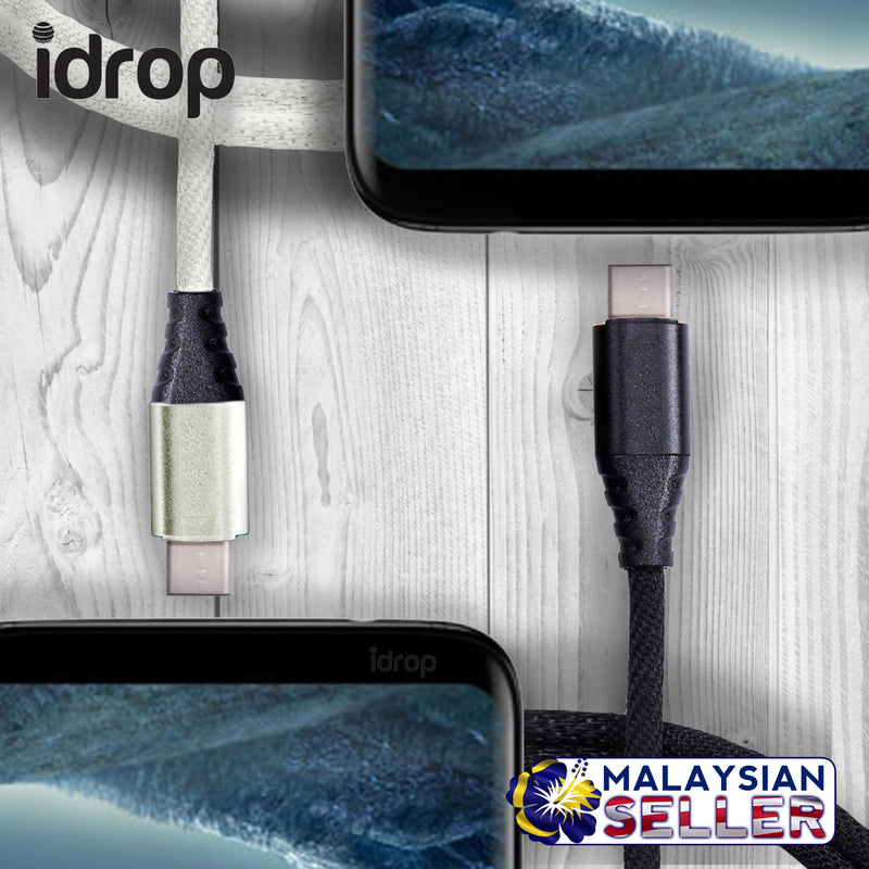 idrop Type C Charging / Data Transfer Reinforced USB Cable | Black / White