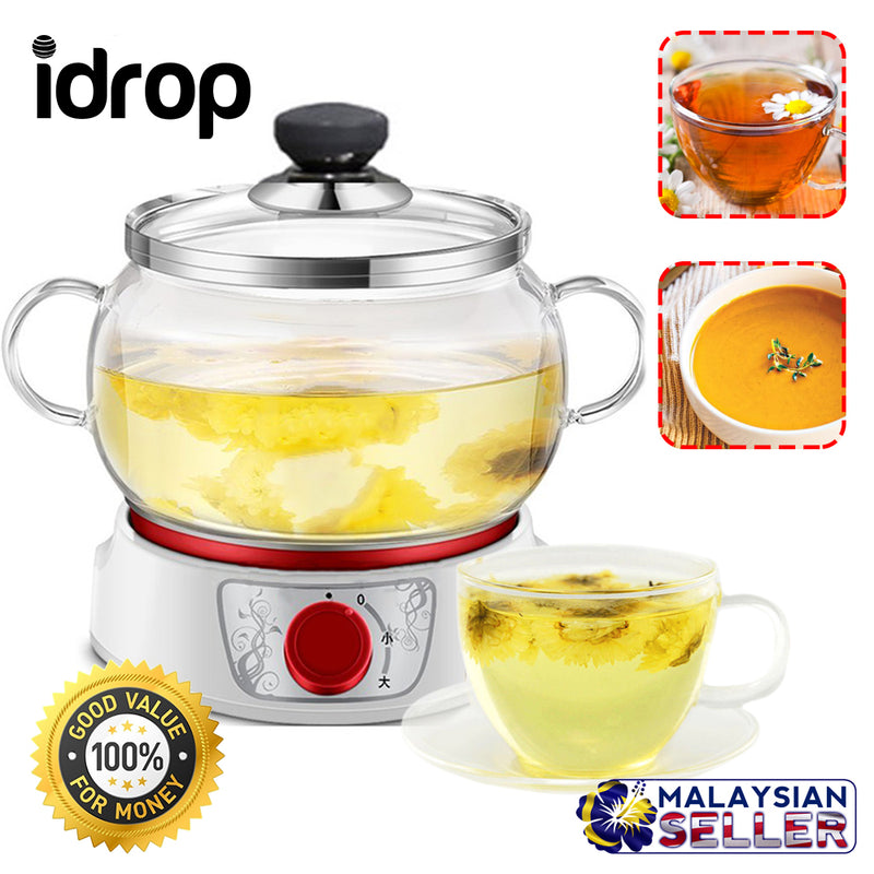 idrop 1.5L Multifunction Electric Steam Glass Tea Pot / Cooker