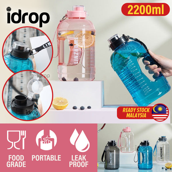 idrop [ 2200ml ] Sports Gym Drinking Water Bottle / Botol Air Minuman Sukan / 2200ML吨吨桶(圆)(塑料水壶)