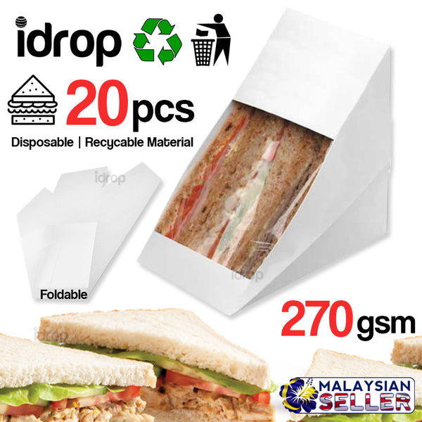 idrop  [ 20pcs / 1 pack ] Sandwich Wedge Box with Window [ 270gsm ]