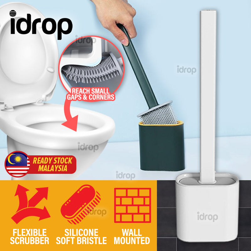 idrop Flexible Toilet Bowl Cleaner - Silicone Cleaning Brush Scrubber