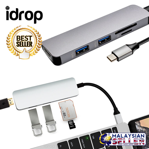 idrop USB C EXPANDER - To HDMI + USB 3.0 + SD / TF Card Reader Multifunction Adapter