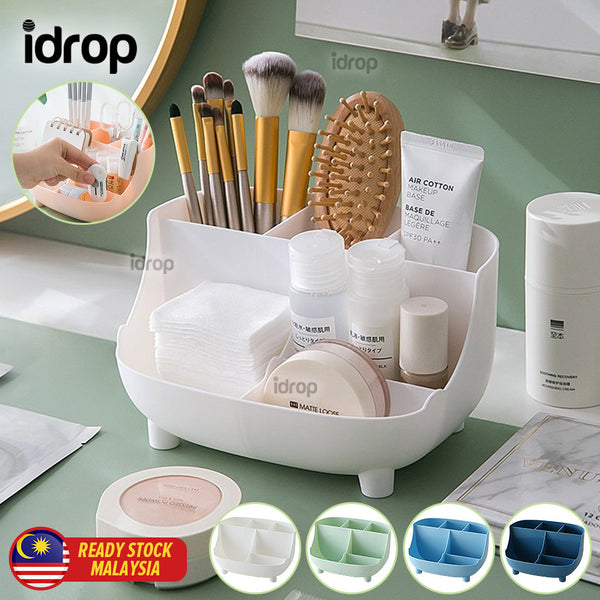 idrop Multifunction Storage Box For Stationary & Makeup / Kotak Penyimpanan Barang Pelbagai Guna Alat Tulis Dan Alatan Solek / 塑料桌面文具收纳盒