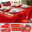 idrop Christmas Santa Theme Dining Tablecloth Table Cover and Eating Placemat