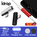 idrop 2 in 1 USB Type C Splitter Adapter Type C Phone Charger & 3.5mm Audio Headphone Music Splitter Adapter