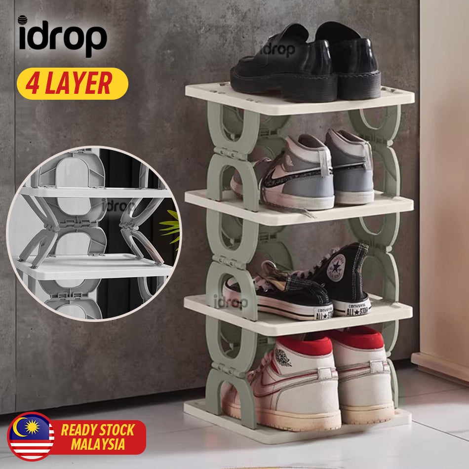 idrop [ 4 LAYER ] Folding Shoe Rack / Rak Kasut Senang Lipat Empat Lap