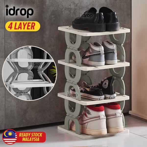 idrop [ 4 LAYER ] Folding Shoe Rack / Rak Kasut Senang Lipat Empat Lapisan / 四层折叠鞋架彩盒包装