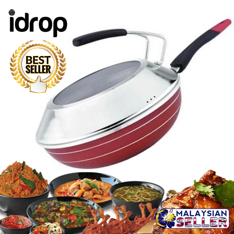 idrop DUSHITAITAI 34CM Cooking Frying Pan with Lid Cover and Handle
