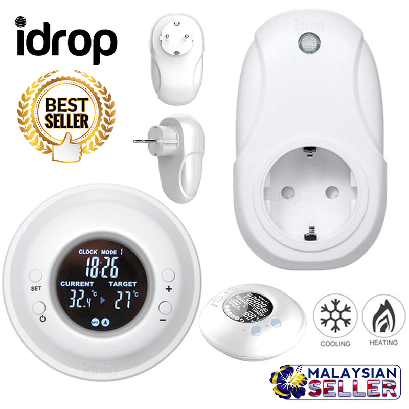 idrop RF-200N Wireless Thermostat Timer - Room Temperature Cooling Heating Device