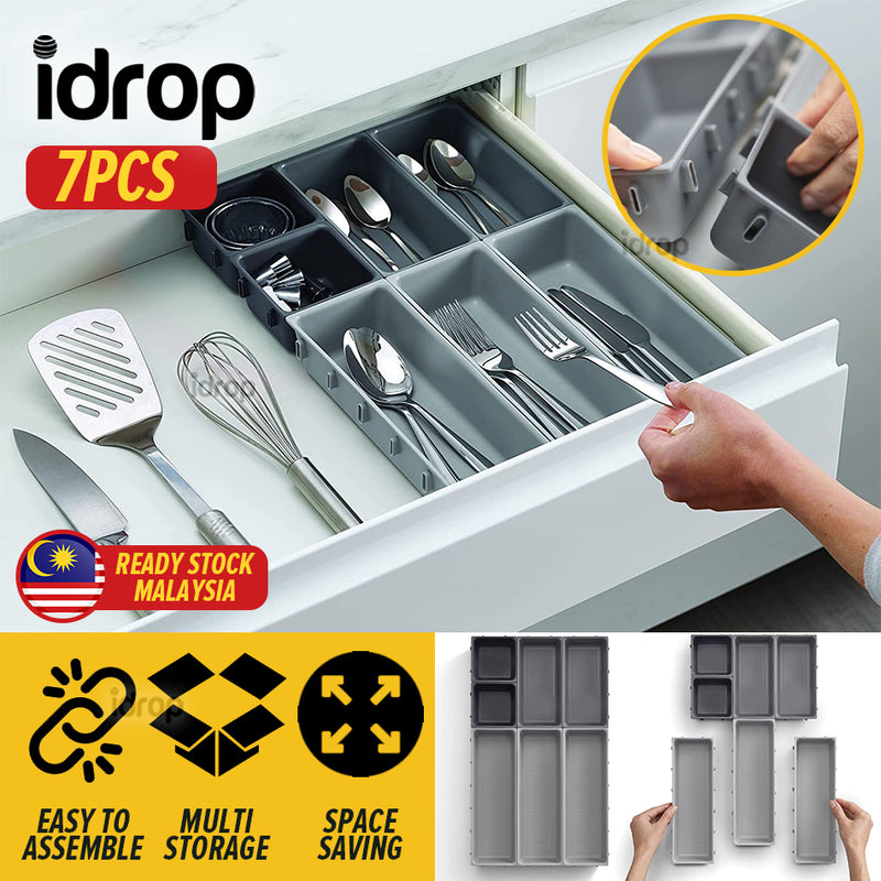 idrop [ 7PCS ] Storage Drawer Organiser Set Tray / Rak Penyimpanan Barang / 7件套收纳盒