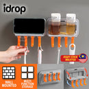 idrop Wall Mounted Waterproof Foldable Multifunction Hook Rack / Rak Cangkuk Lipat Dinding Pelbagai Guna /  (强力胶)折叠免打孔置物架