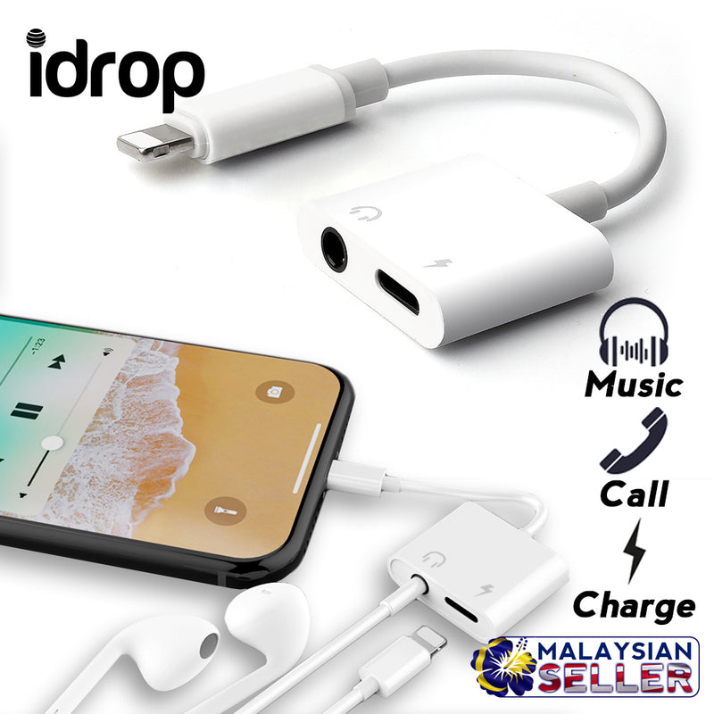 idrop Lightning to 3.5mm Adapter [Charger/Earphone port] - Compatible to iPhone
