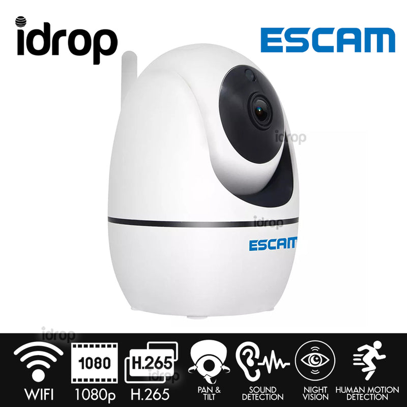 idrop ESCAM PVR008 - Wifi Wireless Home Security IP Camera HD H265 1080p Pan Tilt Motion & Sound Detection