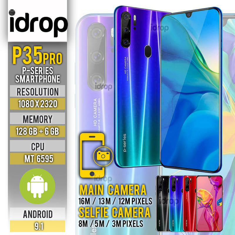 idrop [ P35 Pro ] P-SERIES - 3 Lens Camera / 6.3 inch Screen / 10 Core / 6G + 128G / Android 9.1 Smartphone