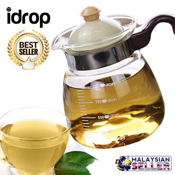 idrop 1 Liter - Drinking Glass Tea Pot